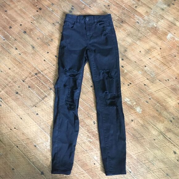 American Eagle black curvy hi-rise 00 jeggings - Picture 2 of 4